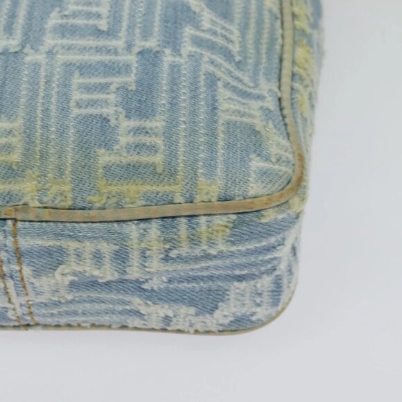 FENDI Zucca Canvas Shoulder Bag Denim Light Blue Gold Auth 140722 - Picture 4 of 16